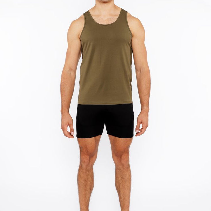 ARMY CIRCLE SPINE LASER CUT STRETCH JERSEY TANK TOP ST-20050