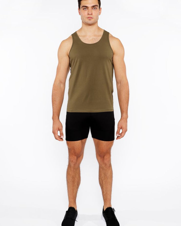 ARMY CIRCLE SPINE LASER CUT STRETCH JERSEY TANK TOP ST-20050