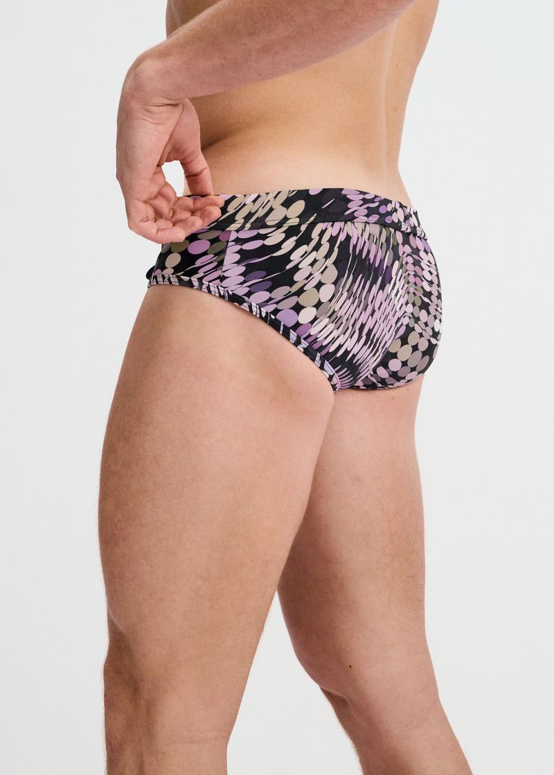 PURPLE/ALOE WAVES PRINTED SWIM BRIEF ST-8015-34