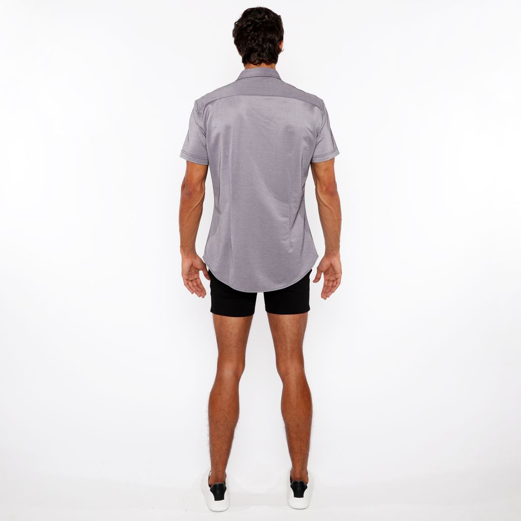 RAISIN SOLID STRETCH JERSEY KNIT SHORT SLEEVE SHIRT W/CONTRAST PLACKET ST-963-04
