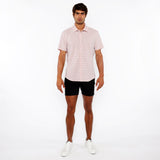 PEACH TEXTURED CHEVRON STRETCH KNIT SHORT SLEEVE SHIRT ST-24066