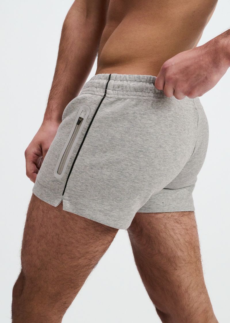 GREY 3.5" INSEAM STRETCH SHORTS W/ SIDE PIPING STA-10514