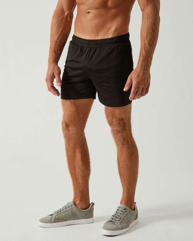 BLACK TEXTURED STRETCH PERFORMANCE SHORTS ST-1466-54