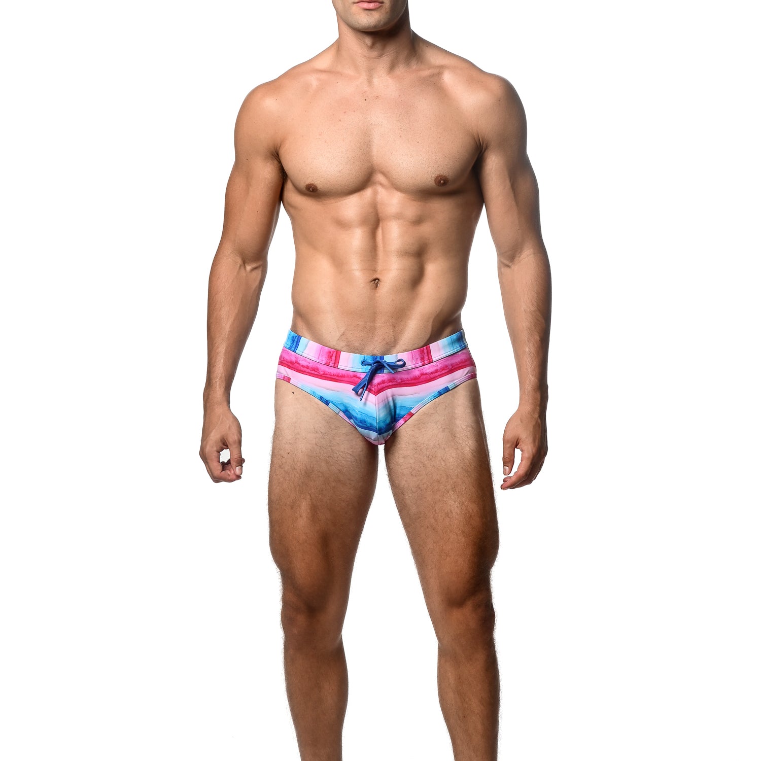 FUCHSIA/COBALT STRIPE PRINTED SWIM BRIEF ST-8015-11