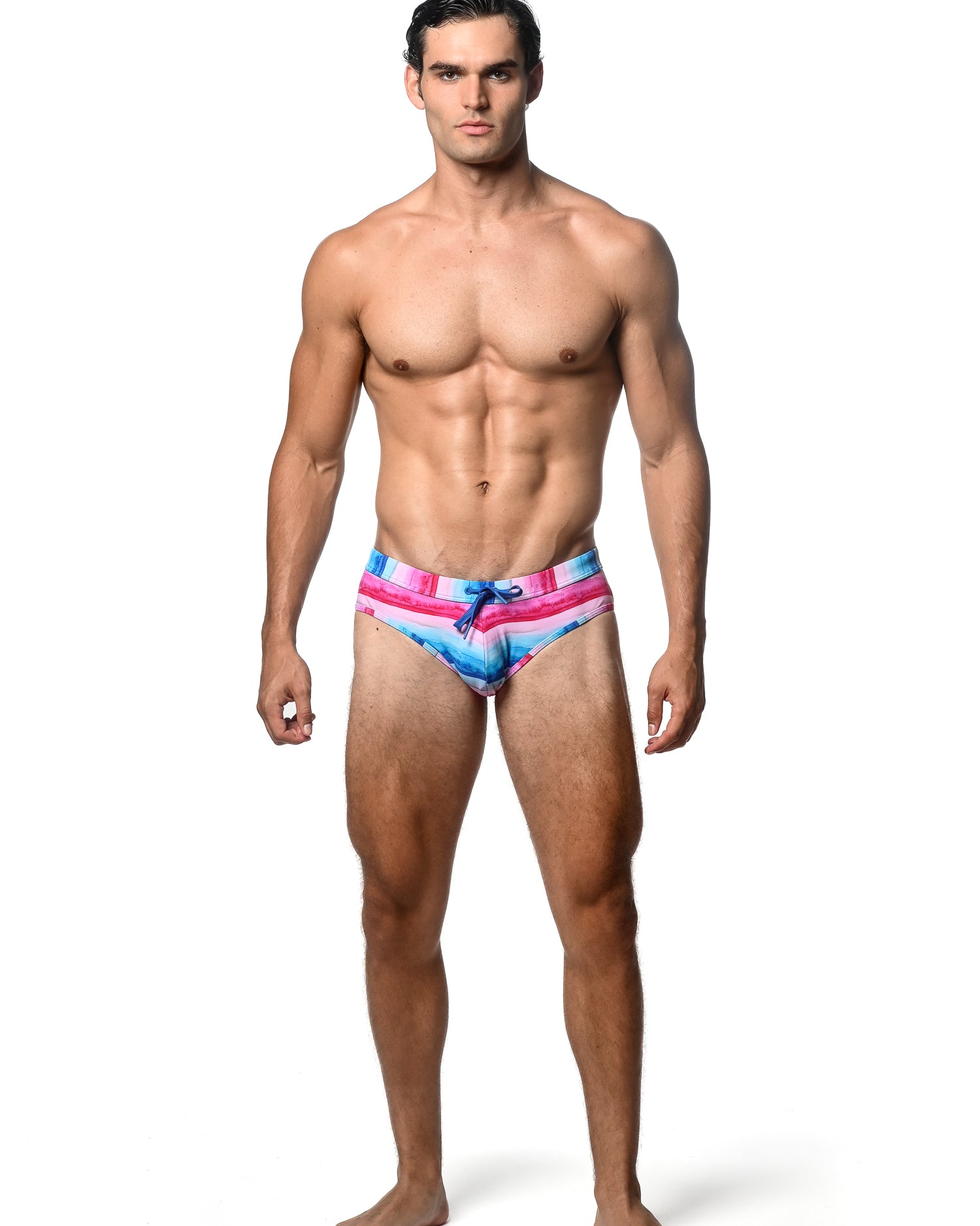 FUCHSIA/COBALT STRIPE PRINTED SWIM BRIEF ST-8015-11