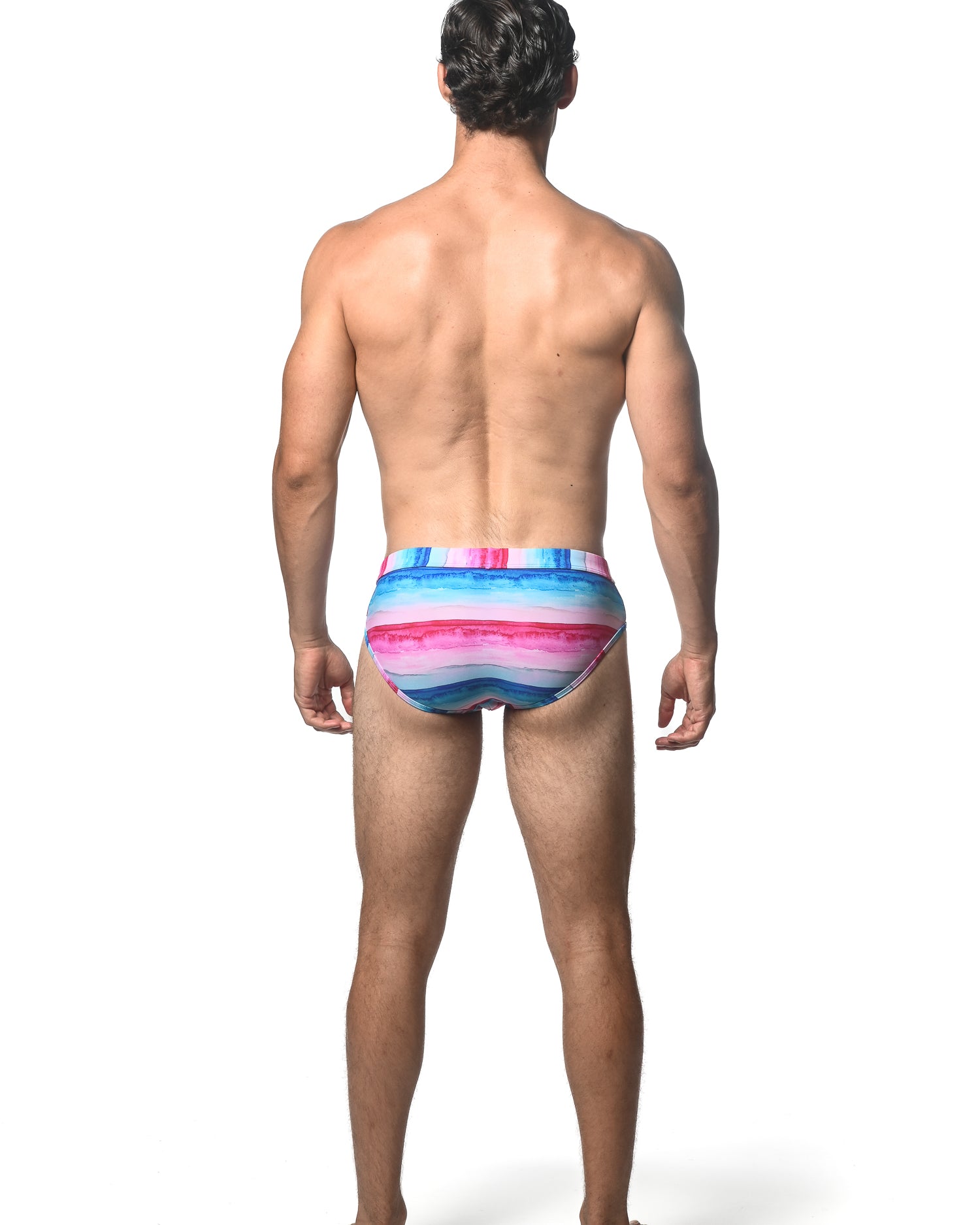 FUCHSIA/COBALT STRIPE PRINTED SWIM BRIEF ST-8015-11