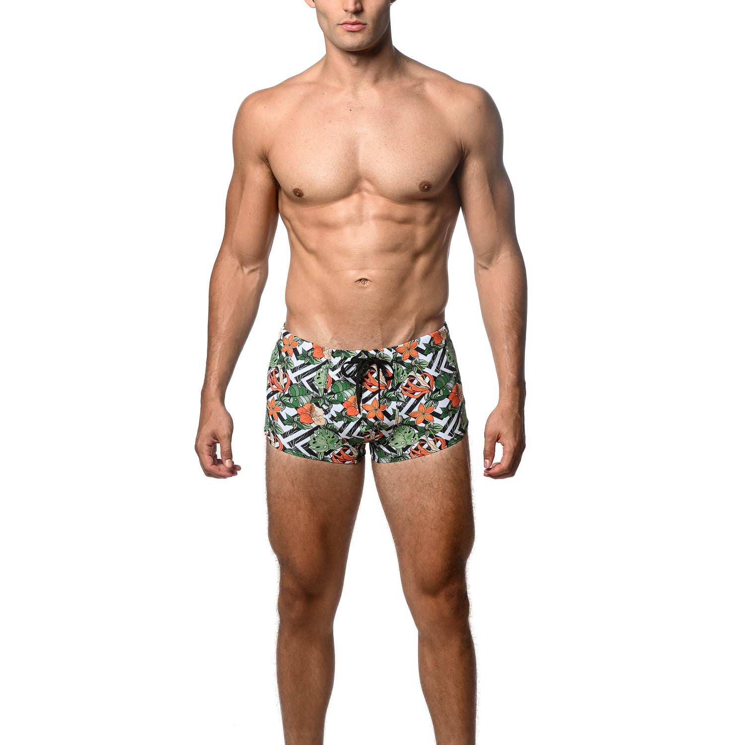 SPRUCE/SIENNA FLORAL PRINTED SWIM TRUNKS ST-8016-25