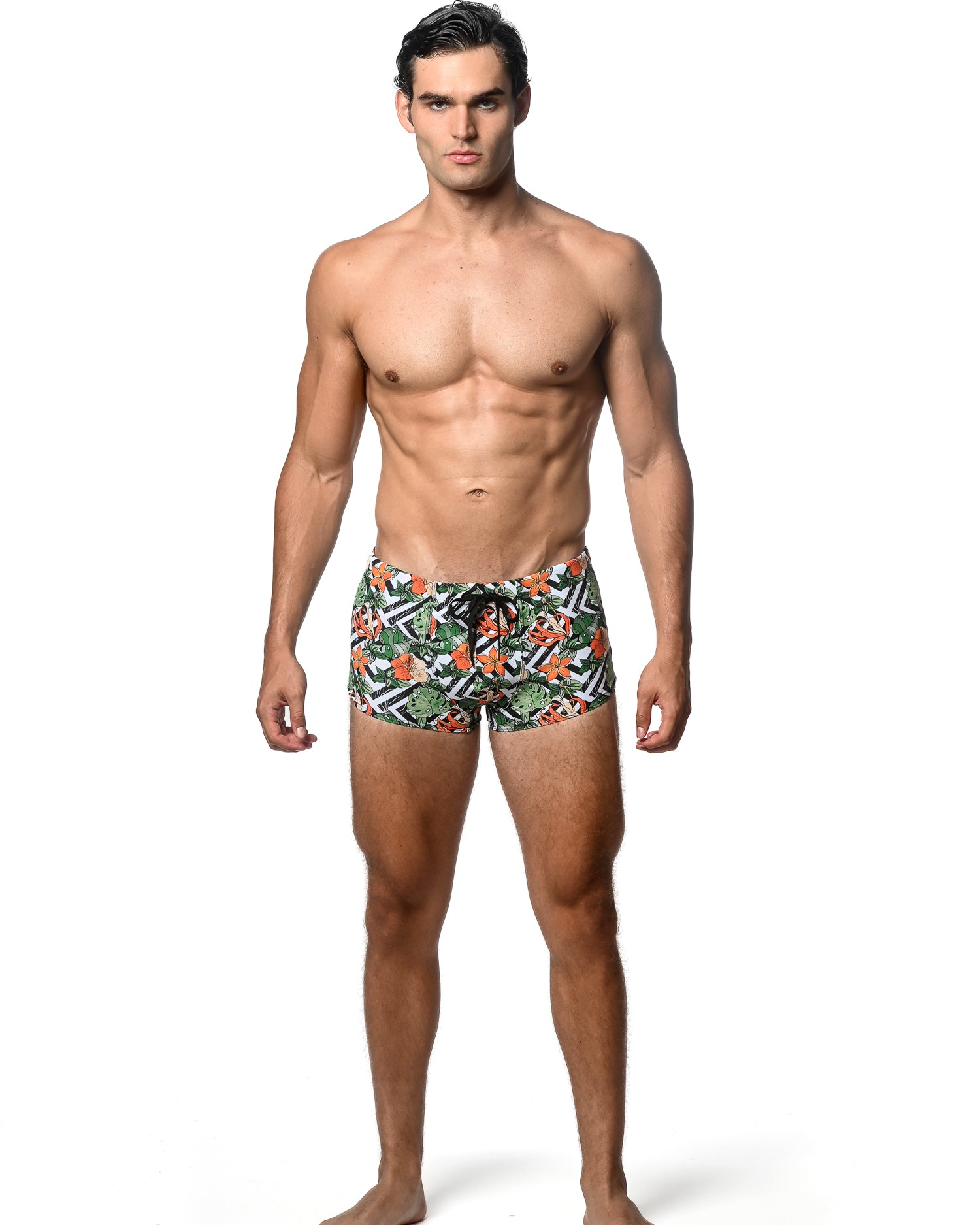 SPRUCE/SIENNA FLORAL PRINTED SWIM TRUNKS ST-8016-25