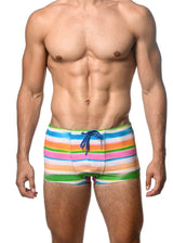 GREEN/CANDY STRIPE PRINTED SWIM TRUNKS ST-8016-29