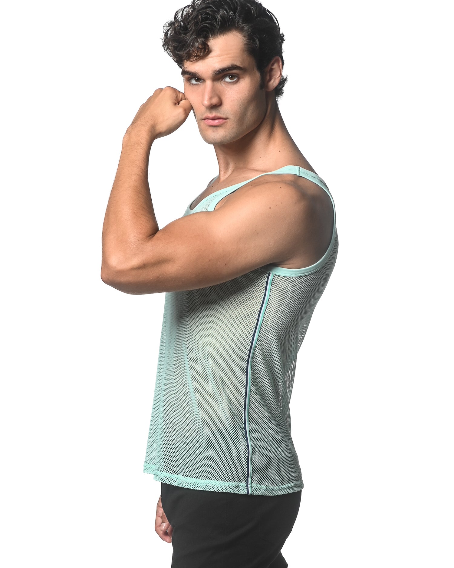 MINT STRETCH MESH TANK WITH SIDE TAPE ST-11120
