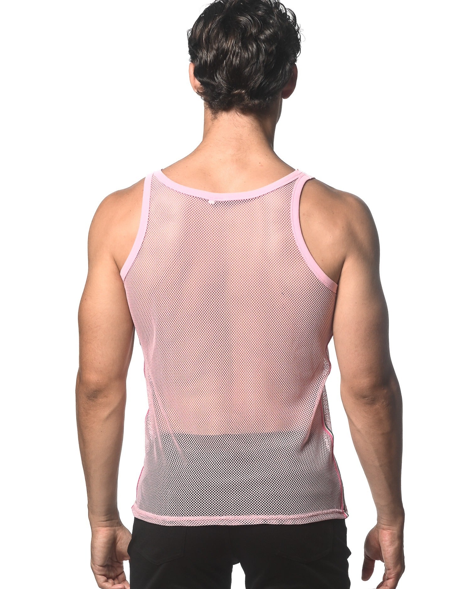 BLUSH STRETCH MESH TANK WITH SIDE TAPE ST-11120