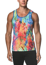 ROYAL RAINBOW TROPICS PRINTED MESH TANK TOP  ST-11069