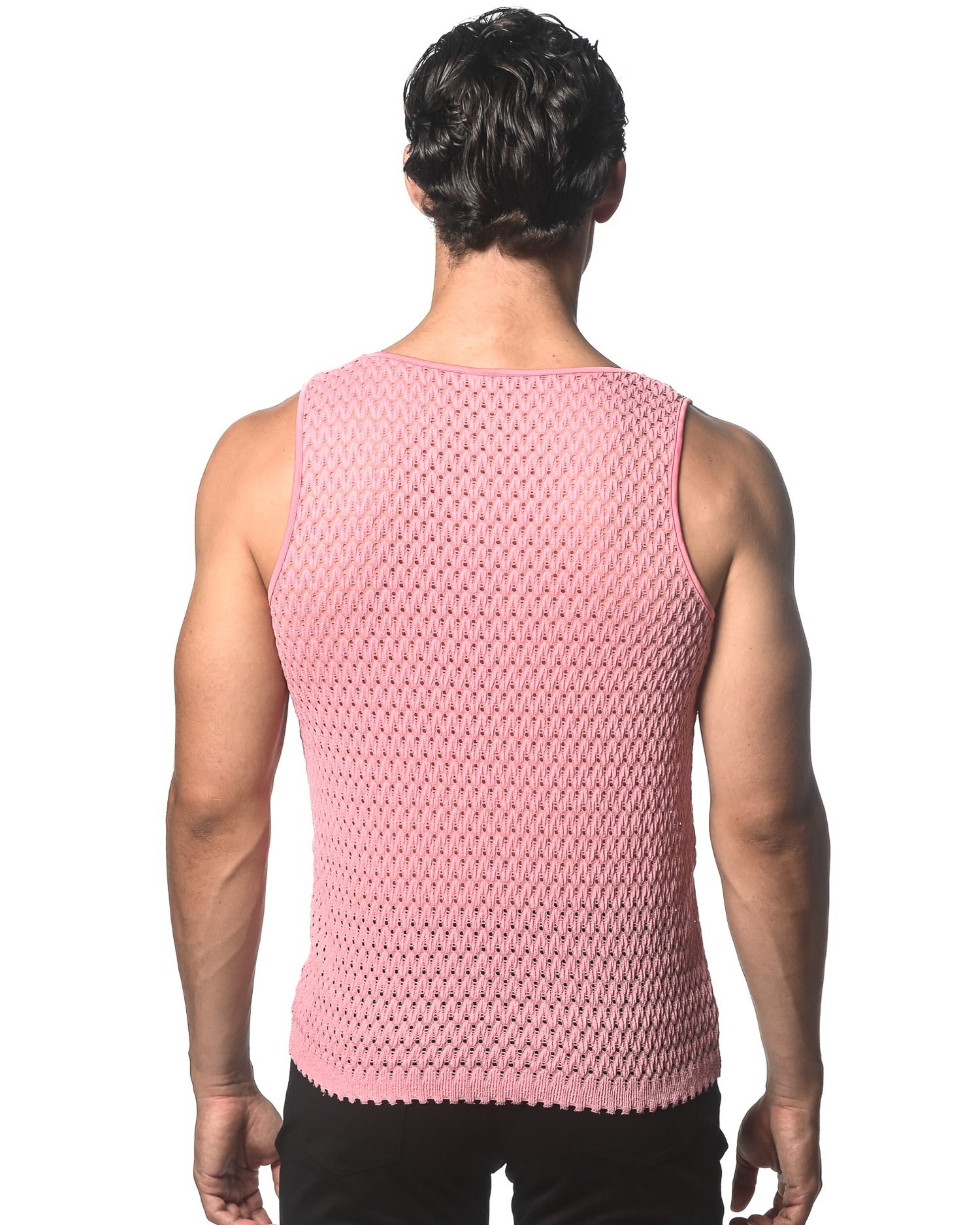 BUBBLE GUM WAVE MESH STRETCH KNIT TANK ST-24209