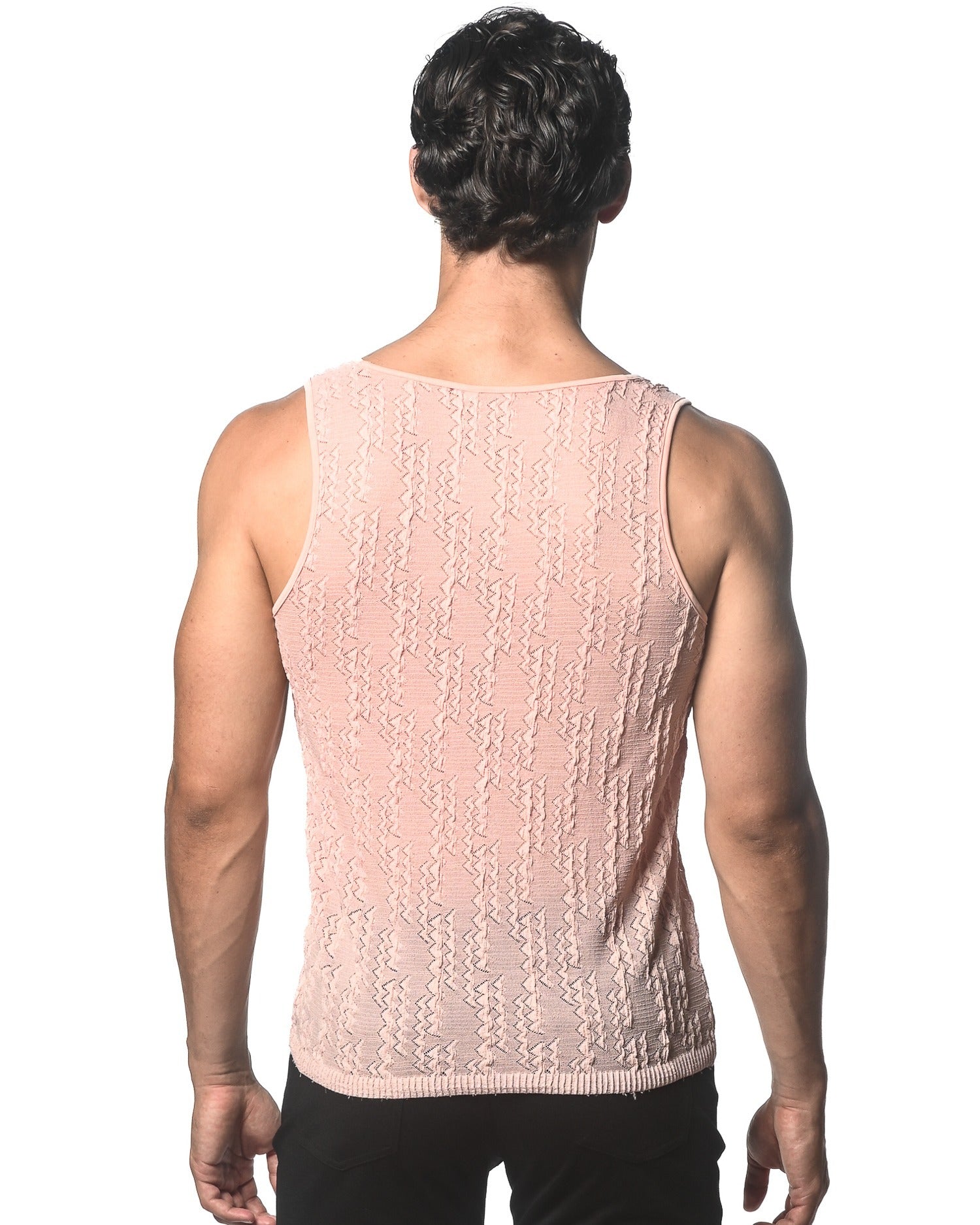 PINK DASH CHEVRON STRETCH KNIT TANK ST-24205