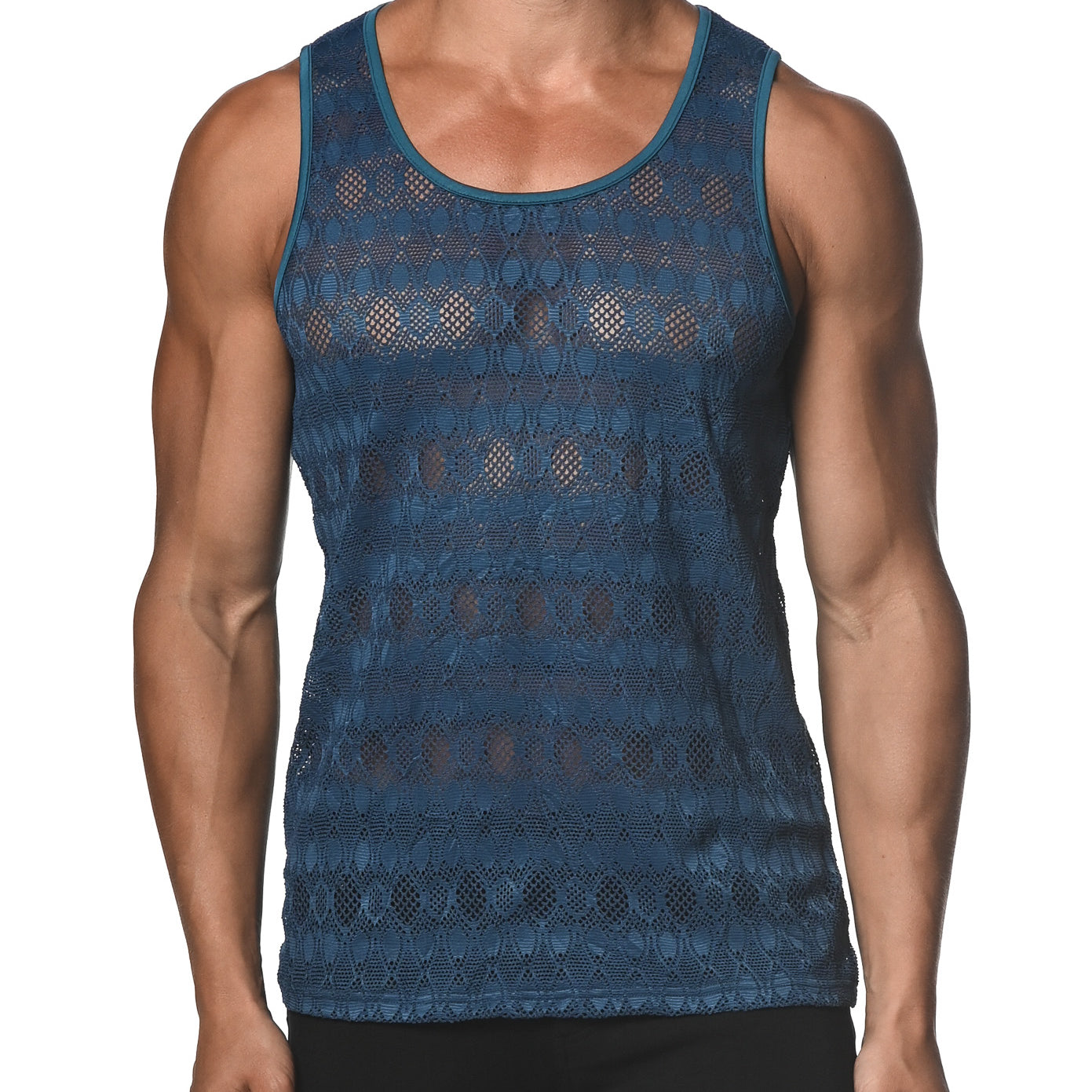 STAR SAPPHIRE OVAL STRETCH GOSSAMER LACE TANK TOP  ST-25002