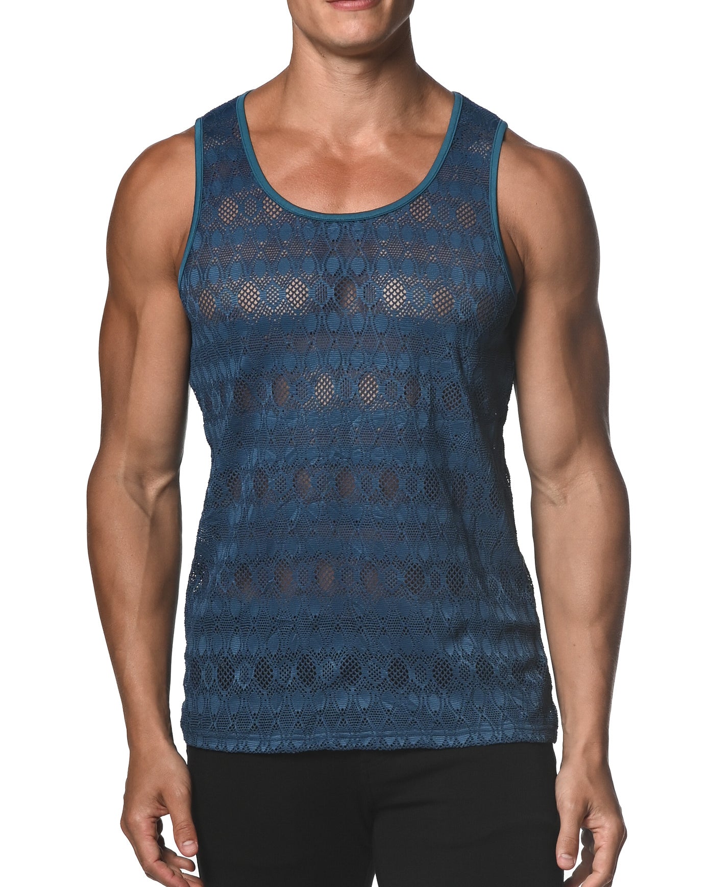 STAR SAPPHIRE OVAL STRETCH GOSSAMER LACE TANK TOP  ST-25002