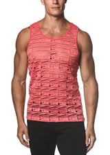 PINK JELLY DASH DOT STRETCH GOSSAMER LACE TANK TOP  ST-25001