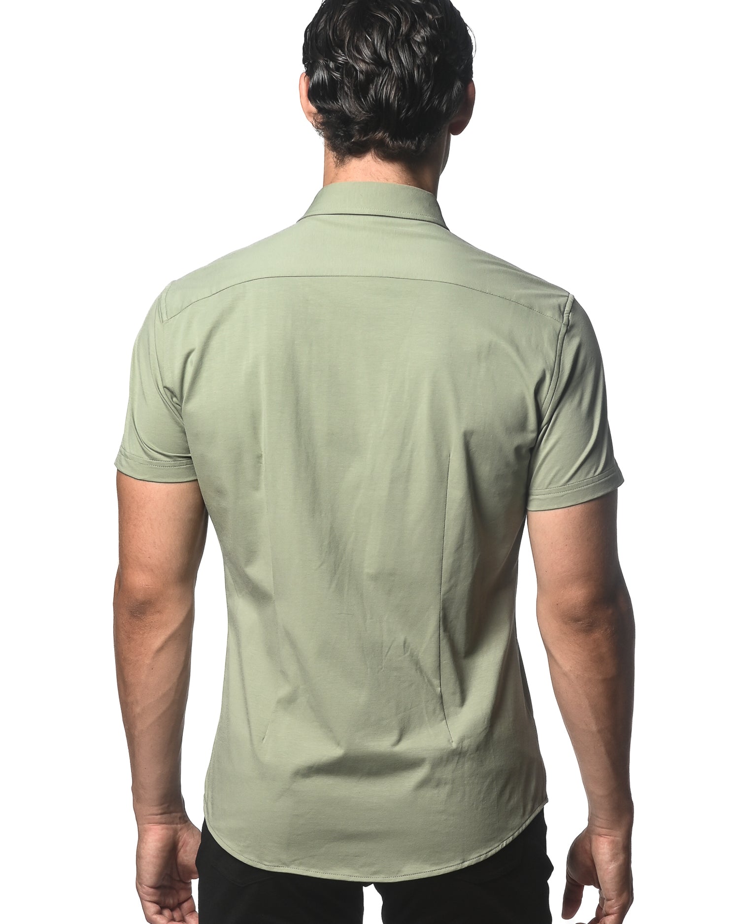 LAUREL SOLID COTTON STRETCH KNIT JERSEY SHORT SLEEVE SHIRT ST-963