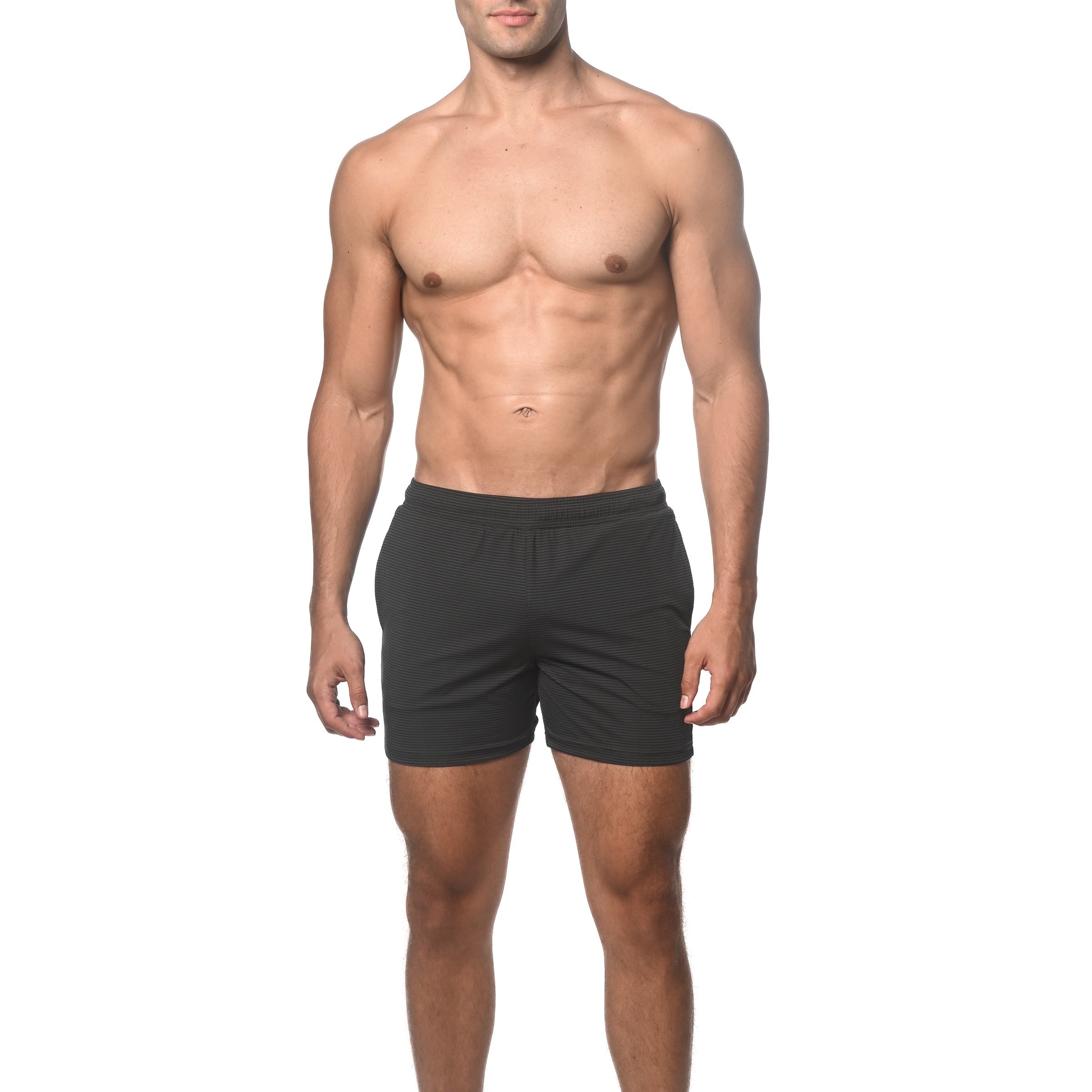BLACK/GREY STRIPE PERFORMANCE SHORTS ST-1466-90