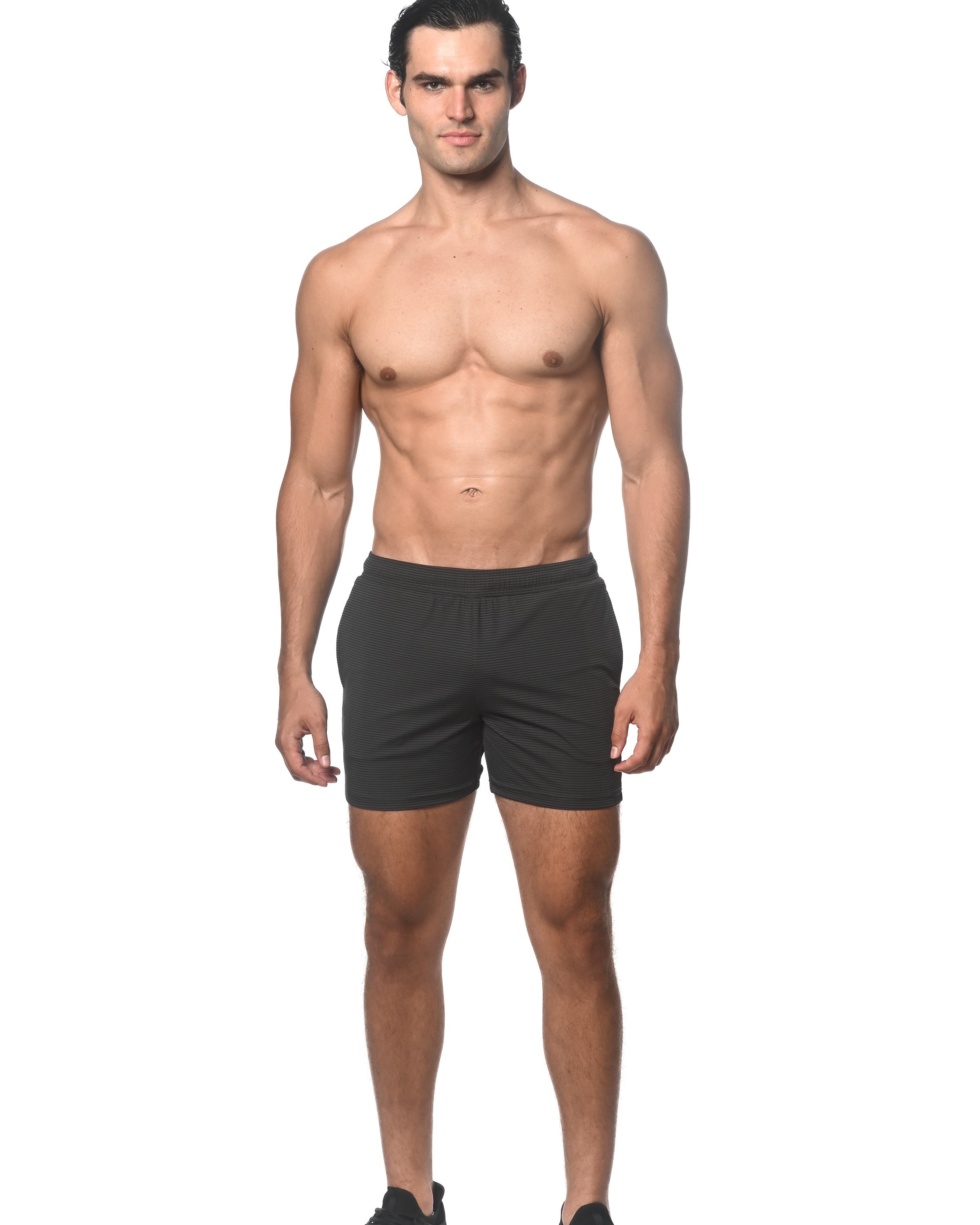 BLACK/GREY STRIPE PERFORMANCE SHORTS ST-1466-90