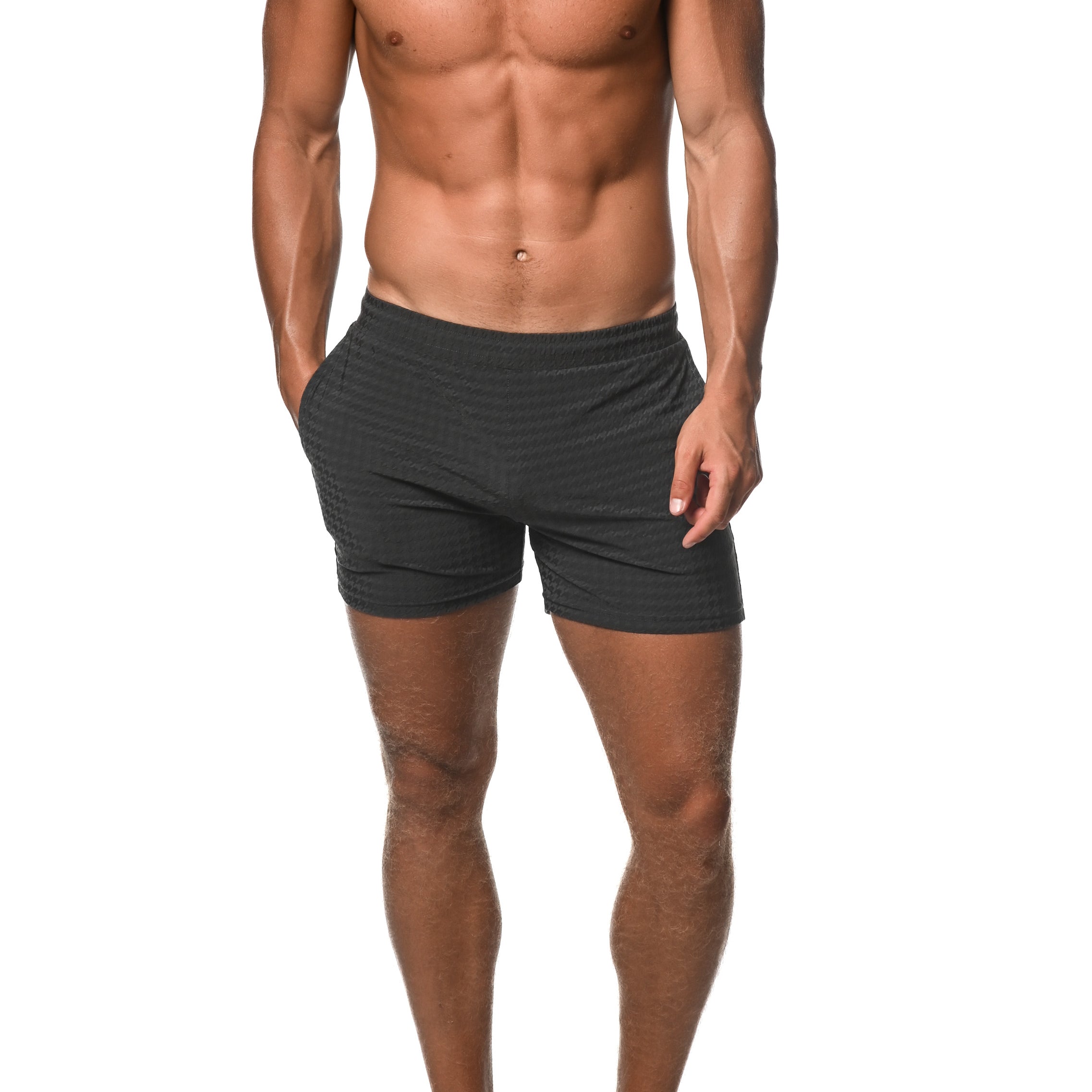 CHARCOAL HOUNDSTOOTH STRETCH PERFORMANCE SHORTS  ST-1466-76