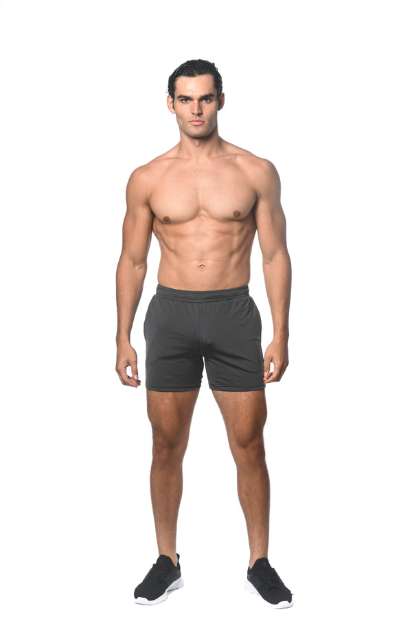 CHARCOAL TEXTURED MESH PERFORMANCE SHORTS ST-1466-92