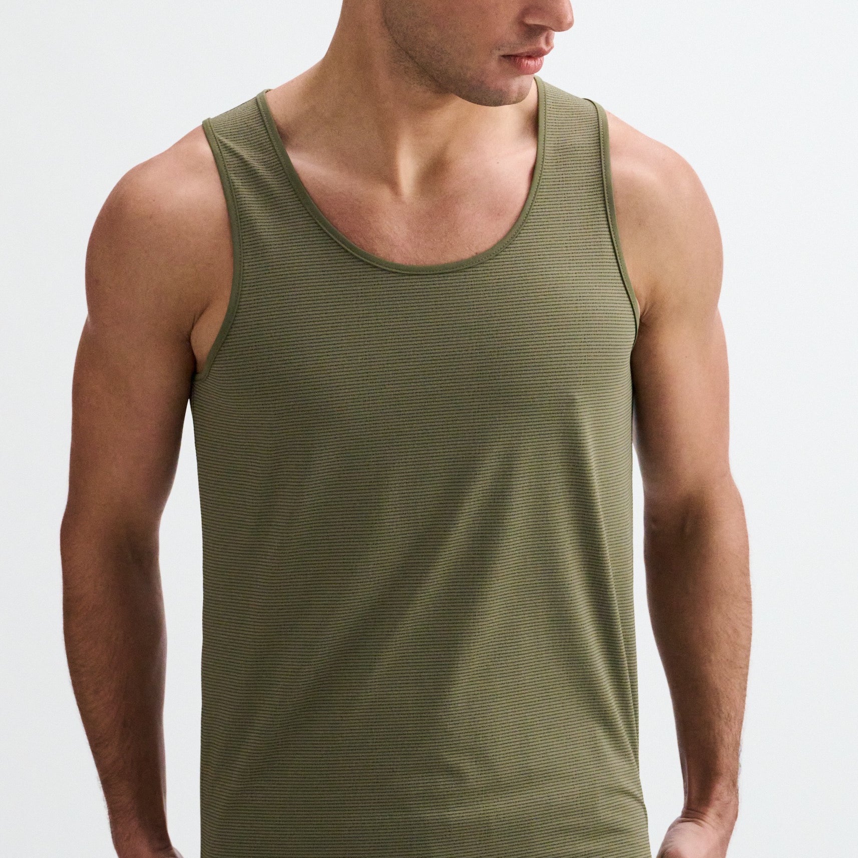 ARMY/BLACK TEXTURED STRETCH MESH PERFORMANCE TANK ST-294