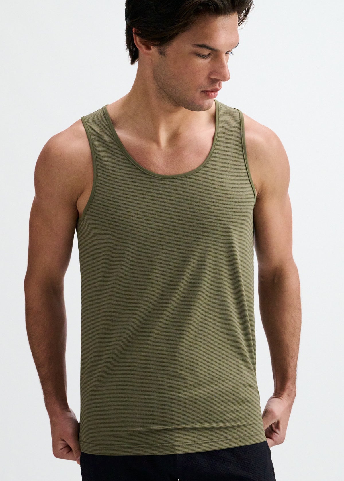 ARMY/BLACK TEXTURED STRETCH MESH PERFORMANCE TANK ST-294