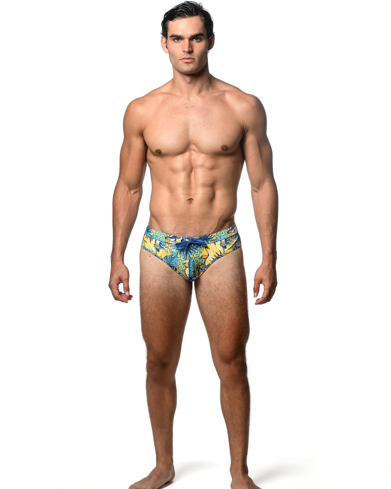 ROYAL/GOLD JUNGLE PRINTED SWIM BRIEF ST-8015-06