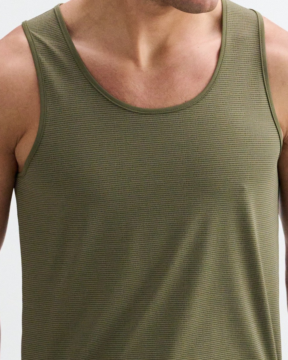 ARMY/BLACK TEXTURED STRETCH MESH PERFORMANCE TANK ST-294