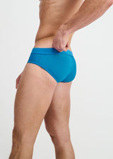 COBALT PINSTRIPE SEERSUCKER SWIM BRIEF W/BUCKLE ST-8028