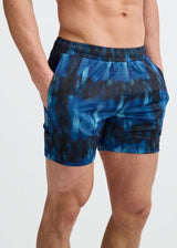 BLUE/NAVY ABSTRACT PRINTED MESH STRETCH PERFORMANCE SHORTS ST-1469-12