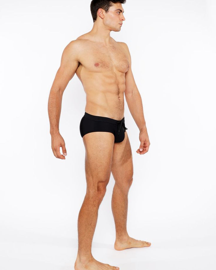BLACK PINSTRIPE SWIM BRIEF ST-8015-29