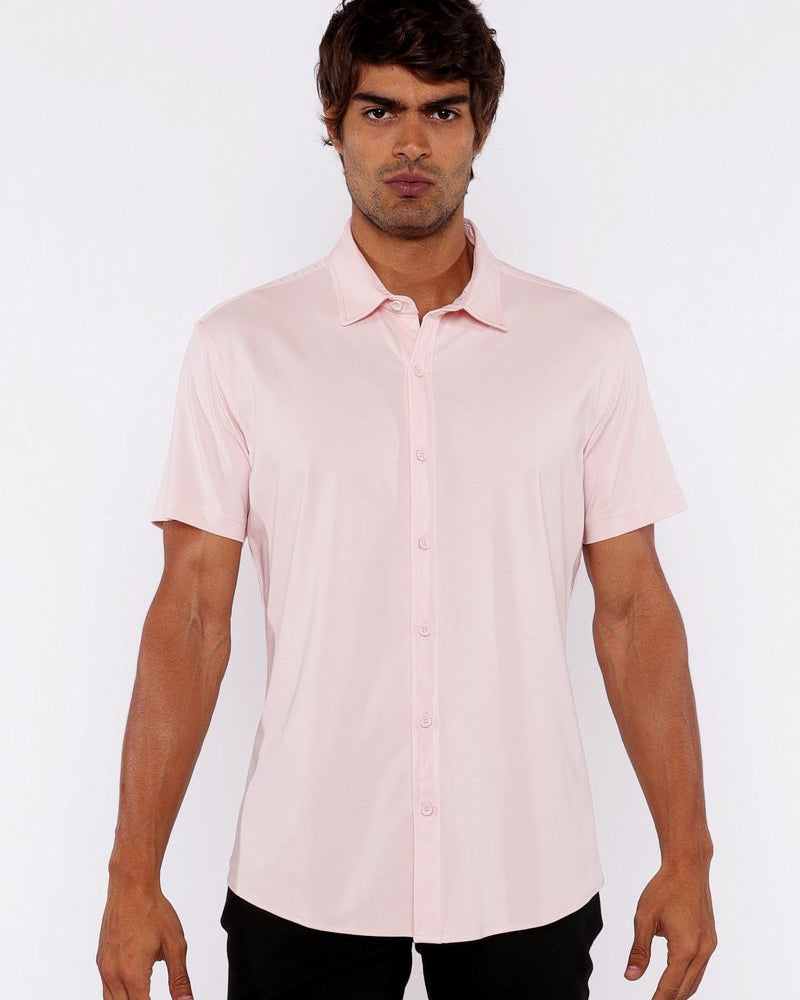 SILK PETAL SOLID STRETCH JERSEY KNIT SHORT SLEEVE SHIRT ST-963-03