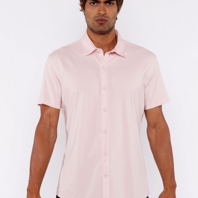 SILK PETAL SOLID STRETCH JERSEY KNIT SHORT SLEEVE SHIRT ST-963-03