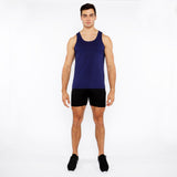 NAVY CIRCLE SPINE LASER CUT STRETCH JERSEY TANK TOP ST-20050