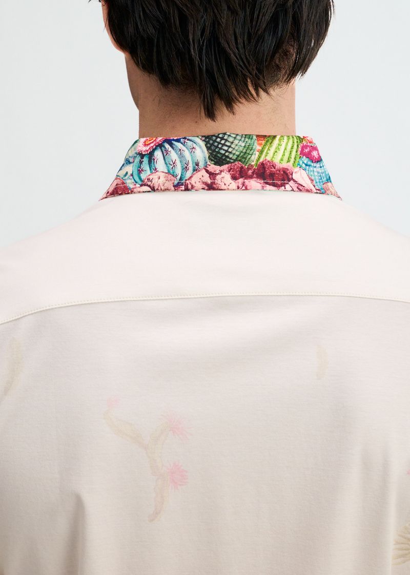 SORBET/GREEN CACTUS ENGINEERED BORDER PRINT COTTON KNIT JERSEY SHORT SLEEVE SHIRT ST-9354