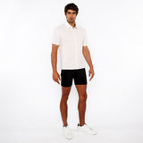 PARFAIT/WHITE STRETCH OPEN KNIT STRIPES SHORT SLEEVE SHIRT W/ RIB COLLAR ST-24069