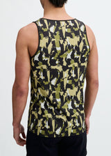 ALOE/BLACK ABSTRACT PRINTED STRETCH MESH PERFORMANCE TANK ST-299
