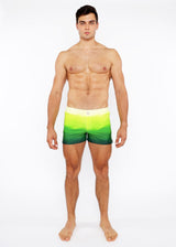 GREEN GRADIENT PRINTED SWIM SHORT W/MESH BRIEF LINING ST-8024-05