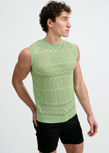 MENTHOL POINTELLE OPEN KNIT VEST ST-24310