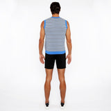 AZURE/MIDNIGHT STRIPE OPEN KNIT VEST ST-24302