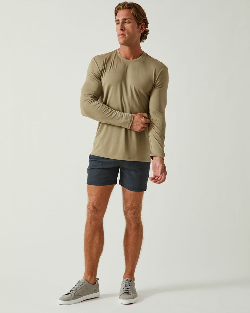 LAUREL SOLID STRETCH MODAL CREW NECK LONG SLEEVE TEE ST-9012