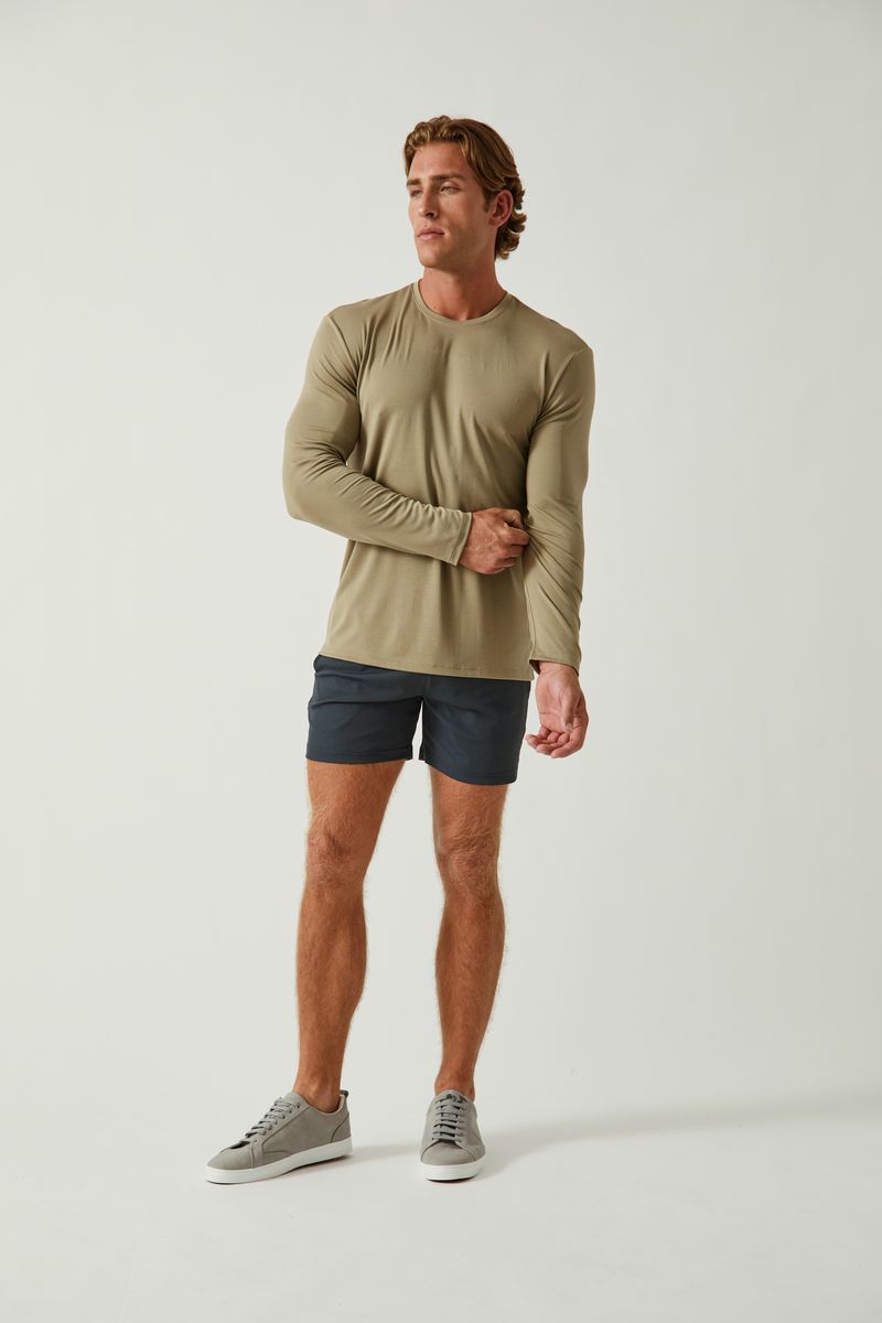 LAUREL SOLID STRETCH MODAL CREW NECK LONG SLEEVE TEE ST-9012