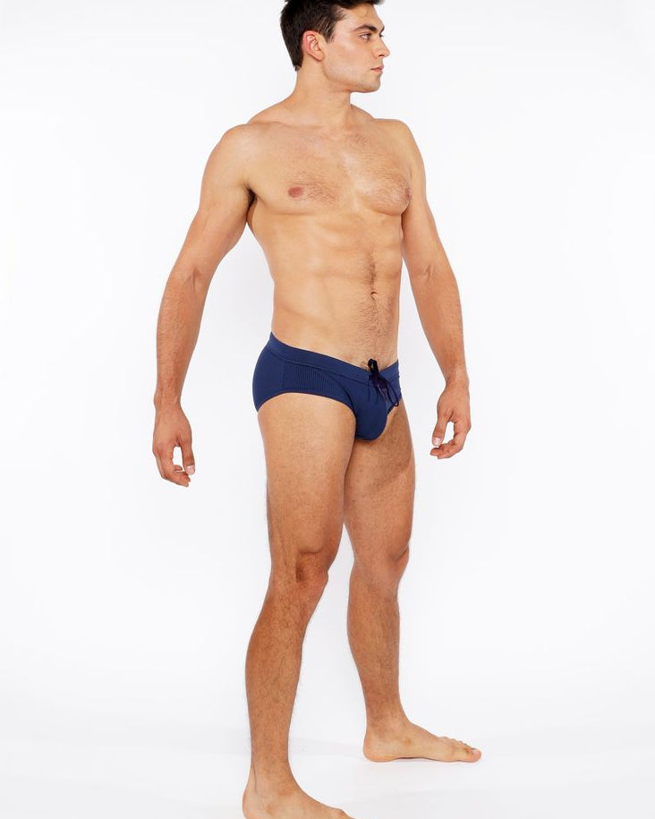 NAVY PINSTRIPE SWIM BRIEF ST-8015-29