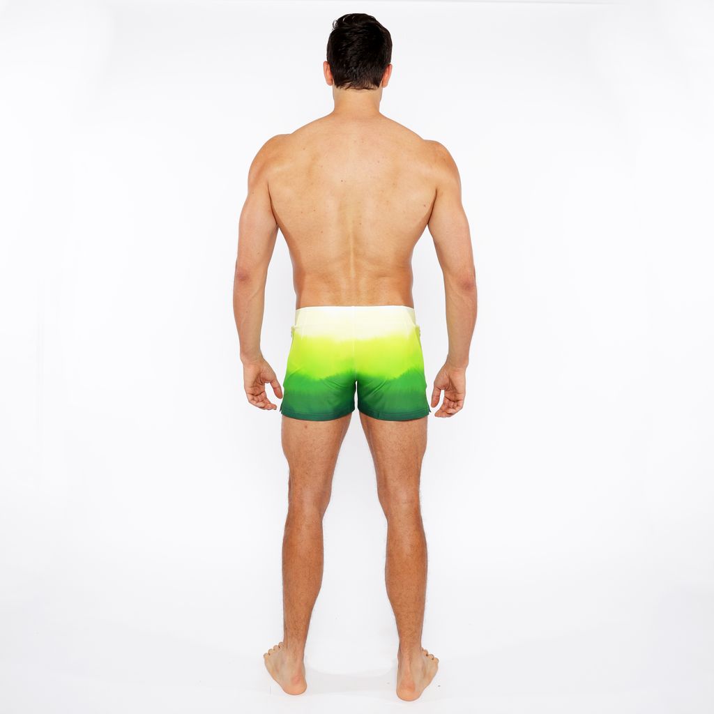 GREEN GRADIENT PRINTED SWIM SHORT W/MESH BRIEF LINING ST-8024-05