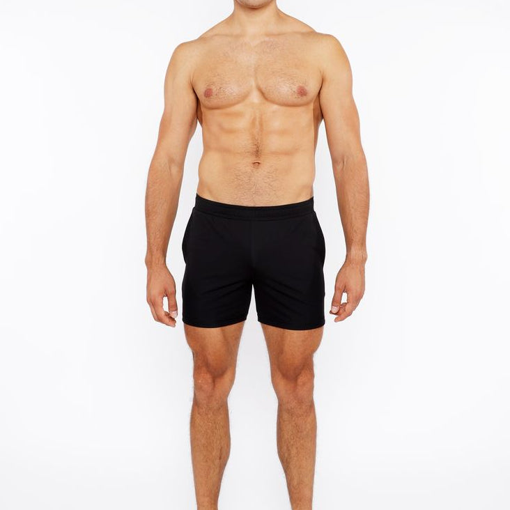 BLACK TEXTURED MESH STRETCH PERFORMANCE SHORTS ST-1466-98