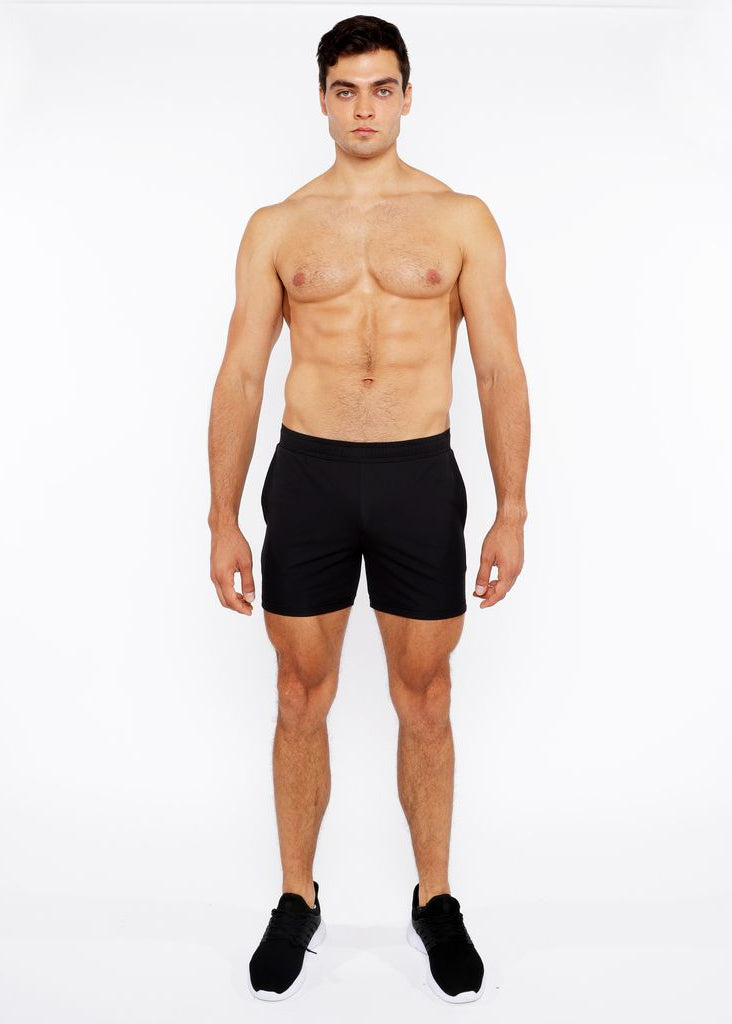 BLACK TEXTURED MESH STRETCH PERFORMANCE SHORTS ST-1466-98