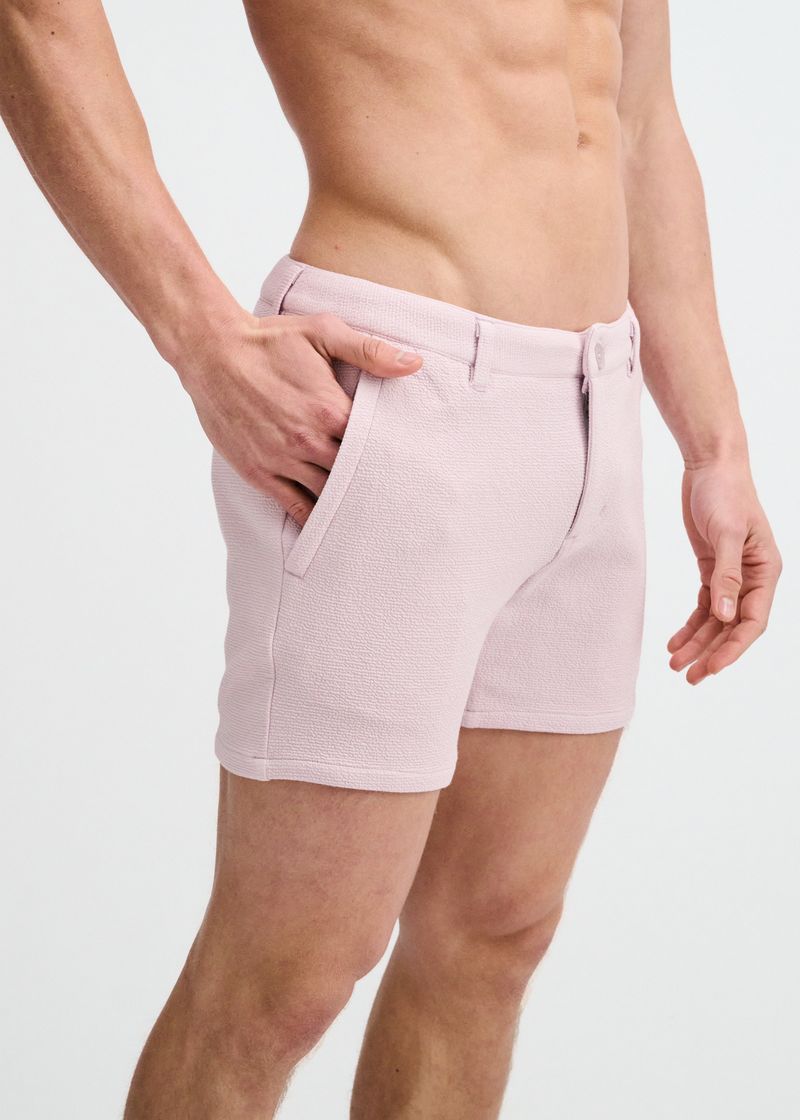 LILAC 5" INSEAM TEXTURED STRETCH KNIT CHINO SHORTS W/ ZIP POCKETS ST-1986-10