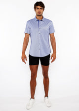 RIVIERA BLUE SOLID STRETCH JERSEY KNIT SHORT SLEEVE SHIRT W/CONTRAST PLACKET ST-963-04